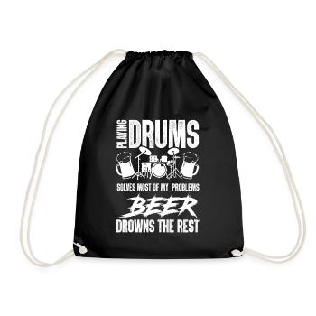 Playing Drums Solves Most Of My Problems - Funny D - Drawstring Bag - black - Front