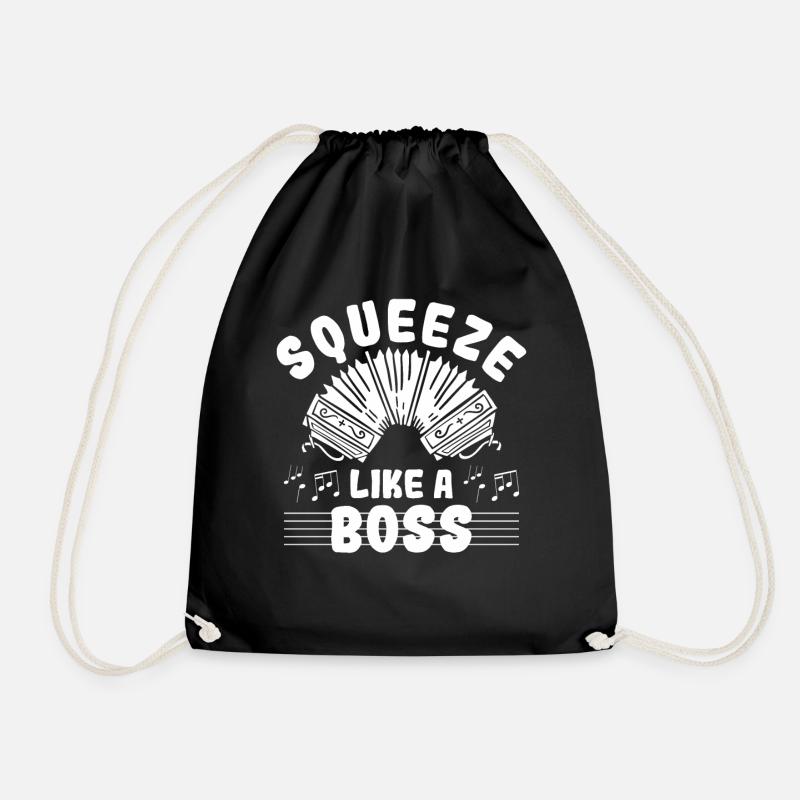 Accordion Polka Accordion Squeeze Box - Drawstring Bag - black