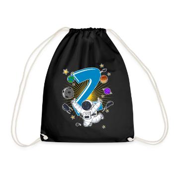 Astronaut 1 Jahr Alt Weltraum Rakete 2. Geburtstag - Turnbeutel - Schwarz - Vorne