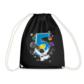 Astronaut 5 Years Space Rocket 5th Birthday - Drawstring Bag - black - Front