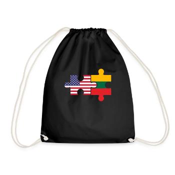 Lithuania American flag flag lietuva lithuania - Drawstring Bag - black - Front