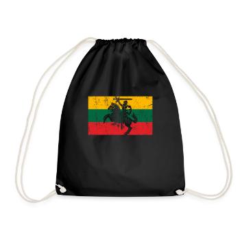 lithuania coat, lietuva lithuania - Drawstring Bag - black - Front
