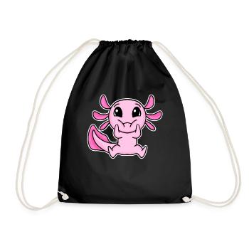 Axolotl motif cute - Drawstring Bag - black - Front
