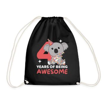 Koala for 4th birthday Children four years old - Drawstring Bag - black - Front
