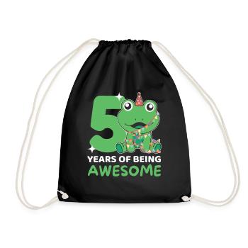 Frog for 5th birthday Children five years old - Drawstring Bag - black - Front