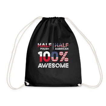 Born Polish Poland American USA Citizenship - Drawstring Bag - black - Front