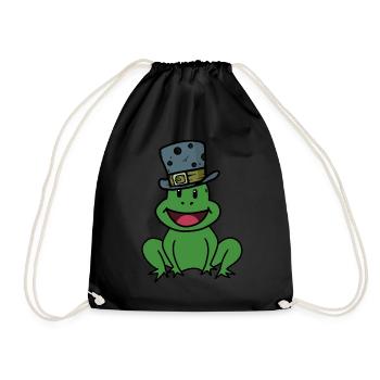 Emotionen Gefühle Kröte Frosch Quark Kinder happy - Turnbeutel - Schwarz - Vorne