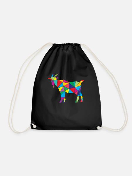 Goat Polygon Farmer Goat Farmer - Drawstring Bag - black