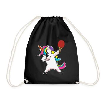 Dabbing Einhorn Ping Pong Tischtennis - Turnbeutel - Schwarz - Vorne