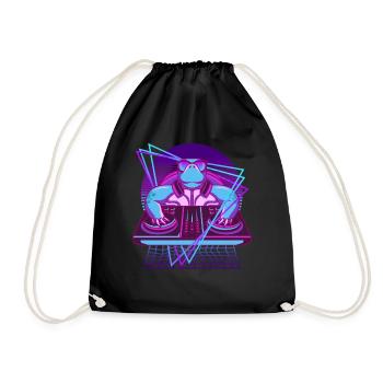 Techno Schildkröte Vaporwave DJ Schildkröte - Turnbeutel - Schwarz - Vorne