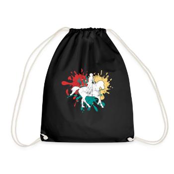 Pferde Reiten - Turnbeutel - Schwarz - Vorne