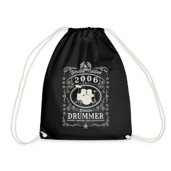 Vintage 2006 Drummer Geburtstag Geschenk Hobby - Turnbeutel - Schwarz - Vorne