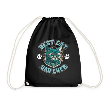 Best cat father ever - Drawstring Bag - black - Front