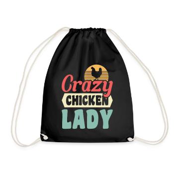 Crazy Chicken Lady - Drawstring Bag - black - Front