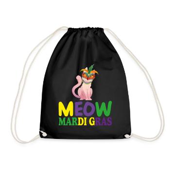 lustige Mardi Gras Niedliche Katze Siamese MEOW MARDI GRAS - Turnbeutel - Schwarz - Vorne