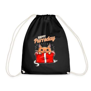 Surprise: Cat In A Birthday Gift On Purrsday - Drawstring Bag - black - Front
