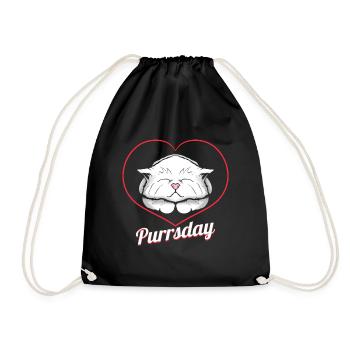 Logo Sleeping Cat In A Heart On Purrsday - Turnbeutel - Schwarz - Vorne