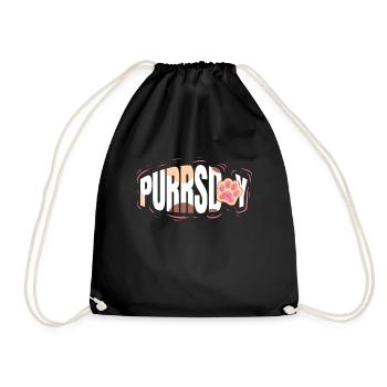 Logo Purrsday With Cat Paw On Purrsday - Turnbeutel - Schwarz - Vorne