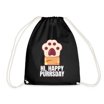 Greeting Cat Paw On Purrsday - Drawstring Bag - black - Front