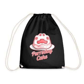Sweet Cat Paw Birthday Cake On Purrsday - Drawstring Bag - black - Front