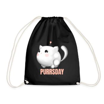 Chubby Cat In Love On Purrsday - Drawstring Bag - black - Front