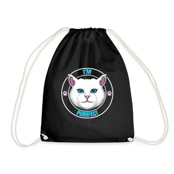 Logo chat blanc disant que je suis purrfect parfait sur - Sac de sport léger - noir - Devant