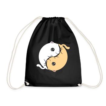 Yin And Yang Cats On Purrsday - Drawstring Bag - black - Front