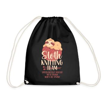 Knitting Knitter Sloth Sloth - Drawstring Bag - black - Front