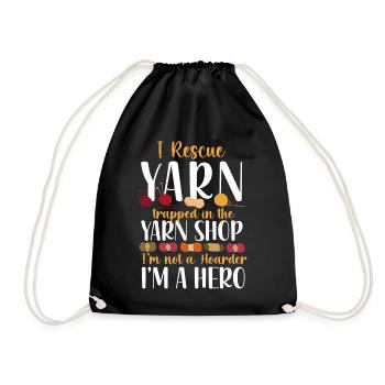 Knitting Knitter I Rescue Yarn - Turnbeutel - Schwarz - Vorne