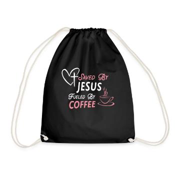 Saved by Jesus Awakened by Coffee - Drawstring Bag - black - Front