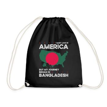 Born Bangladeshi Bangladesh American USA - Drawstring Bag - black - Front