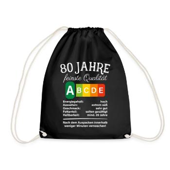 80 Jahre Feinste Qualität Geschenk 80. Geburtstag - Turnbeutel - Schwarz - Vorne