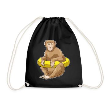 Affe Schwimmen Schwimmring Sommer - Turnbeutel - Schwarz - Vorne