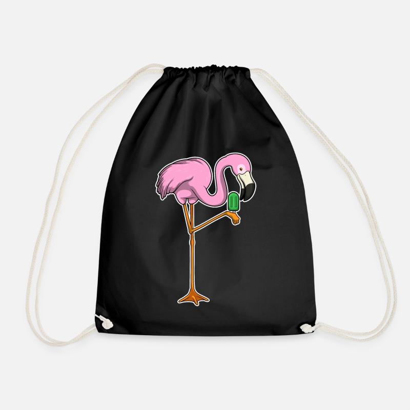 Flamingo Eis am Stiel - Turnbeutel - Schwarz