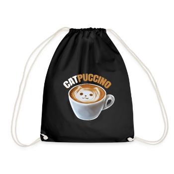 Cat And Cappucino Makes Catpuccino In A Cup On - Turnbeutel - Schwarz - Vorne
