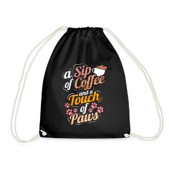 A Sip Of Coffee And A Touch Of Paws On Purrsday - Turnbeutel - Schwarz - Vorne