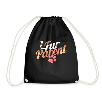 Logo Fur Parent With Cat Paw On Purrsday - Drawstring Bag - black - Front