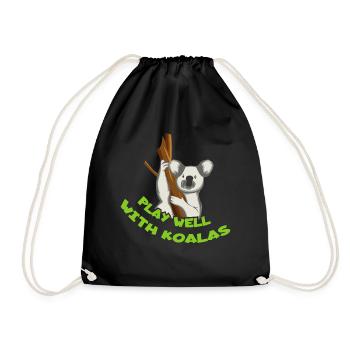 Playing well with other koala lovers animal koala - Drawstring Bag - black - Front
