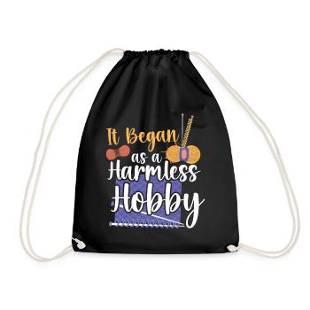 Knitting Knitter It Began As A - Drawstring Bag - black - Front