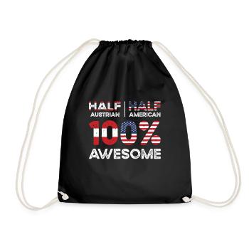 Half Austrian Austria American USA Citizenship - Drawstring Bag - black - Front