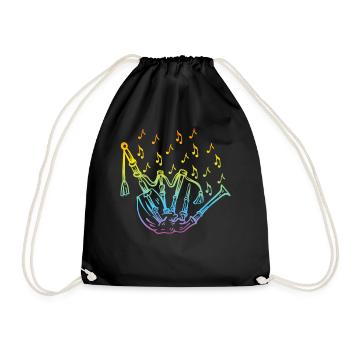 Bagpipe With Music Notes Bagpiper Bagpipe Musician - Drawstring Bag - black - Front