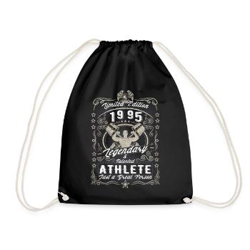 Vintage 1995 Fitness Birthday Gift Hobby - Drawstring Bag - black - Front
