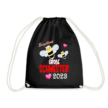 Ich Werde Große Schwester - Geschwister 2023 - Turnbeutel - Schwarz - Vorne