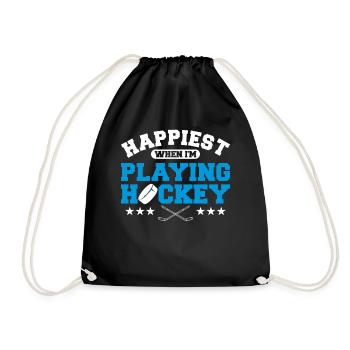 Happiest when i'm playing Hockey - Drawstring Bag - black - Front