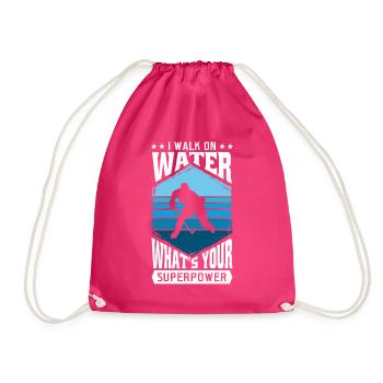 I walk on water what's your Superpower - Drawstring Bag - fuchsia - Front