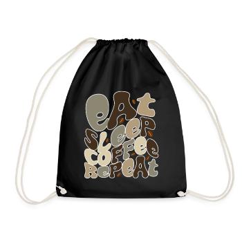 Eat Sleep Coffee Repeat - Drawstring Bag - black - Front