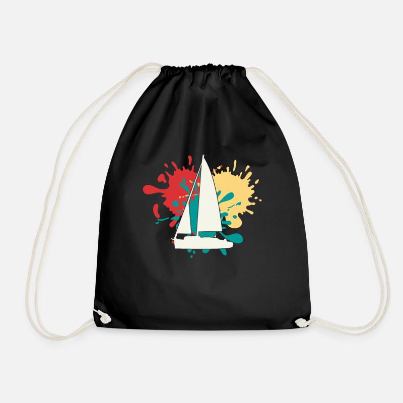 Sailing Boat Silhouette - Drawstring Bag - black