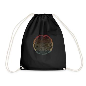 Wood Retro Tree Trunk Cross Section Lumberjack - Drawstring Bag - black - Front