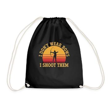 i don't wear bows, girl archery - Drawstring Bag - black - Front