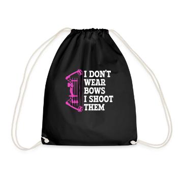 i don't wear bows, girl archery - Drawstring Bag - black - Front